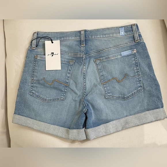 NWT 7 For ManKind Broken Twill Mid Roll Denim Shorts Coco Drive Size 26 - Picture 6 of 16